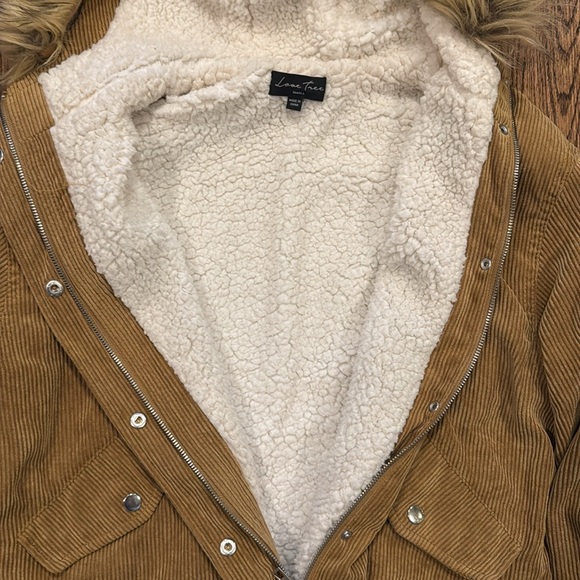 Love Tree Women's Corduroy Hooded Sherpa lined corduroy beige Jacket size small - Picture 4 of 8